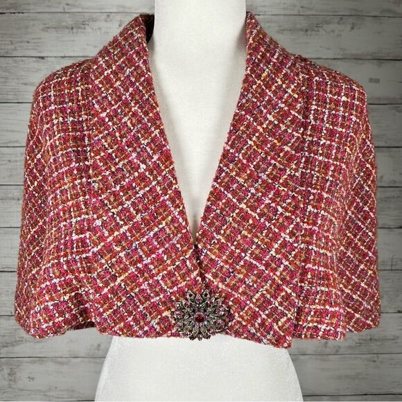 Walter Neiman Marcus Capelet Rhinestone Brooch Tweed Multicolor Lined NWT $310 - Picture 2 of 11